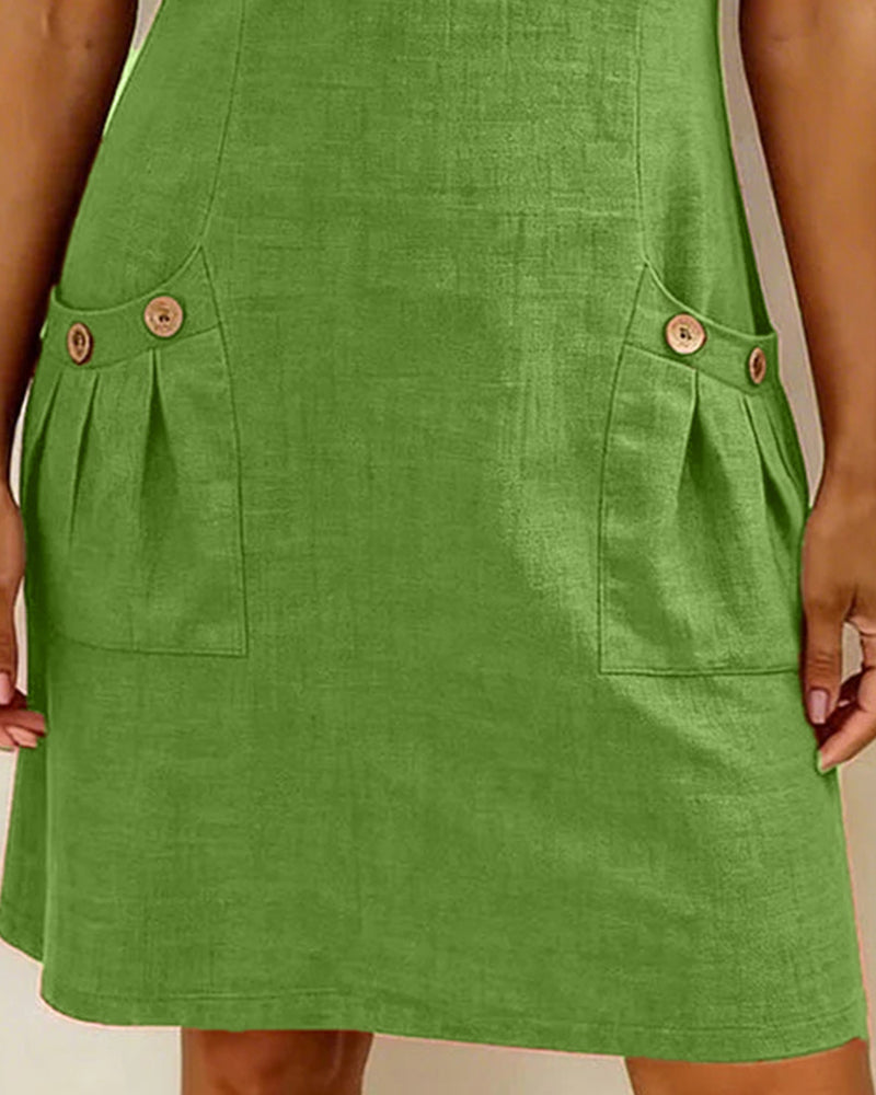 Dariae - Linen-Blend A-Line Dress