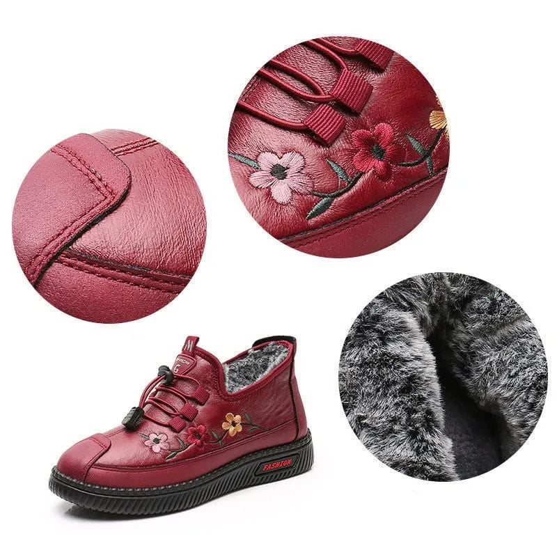 Verisse - Floral Embroidered Comfort Ankle Shoes
