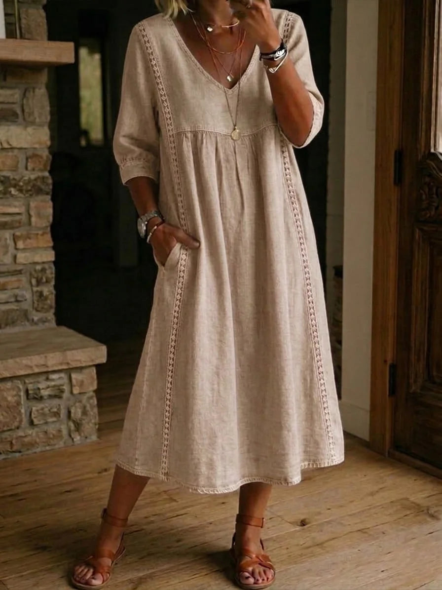 Rovina - Relaxed Midi Dress 3/4 Sleeve