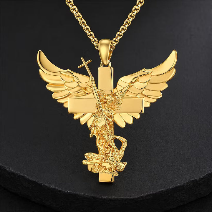Klaus - Winged Angel Cross Pendant Necklace