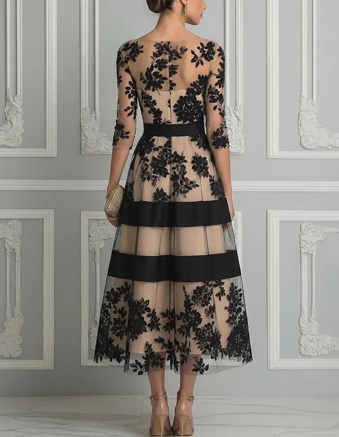 Alouessa - Elegant A-Line Midi Dress