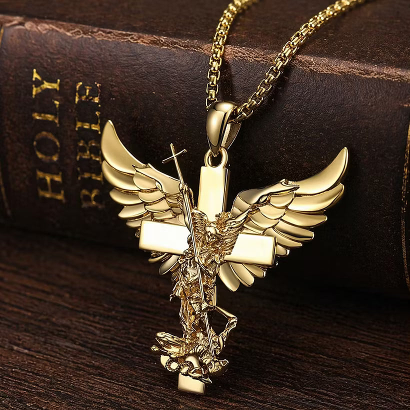 Klaus - Winged Angel Cross Pendant Necklace