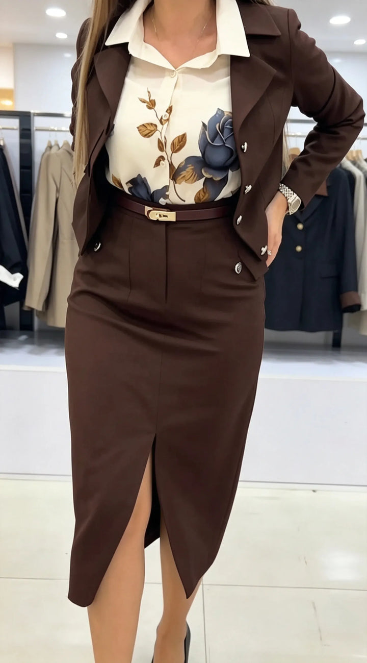 Xavina - Tailored Blazer Skirt Two Piece Set