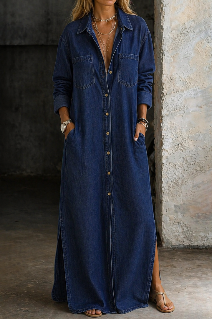 Brialisse - Fluid Maxi Shirt Dress