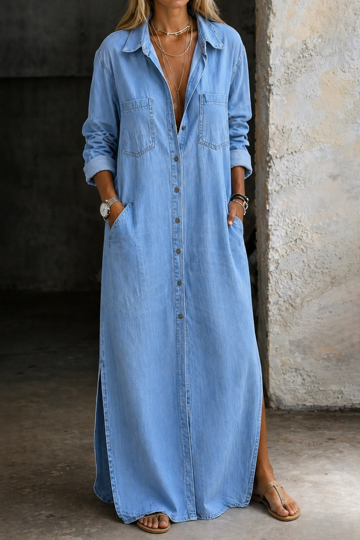 Brialisse - Fluid Maxi Shirt Dress