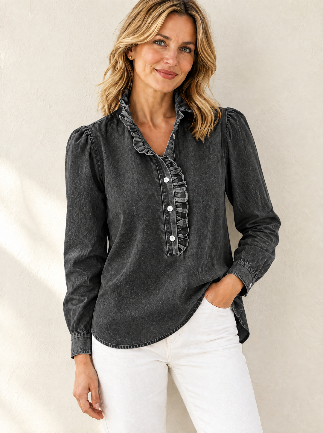 Brinna - Soft-Touch Ruffle Blouse