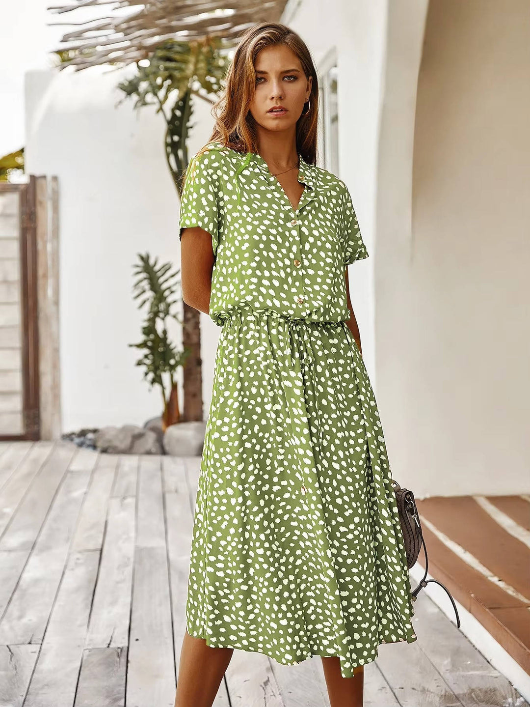Novella - Button Front Casual Midi Dress