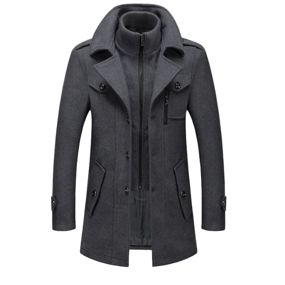 Davin - Layered High Neck Mid Length Coat