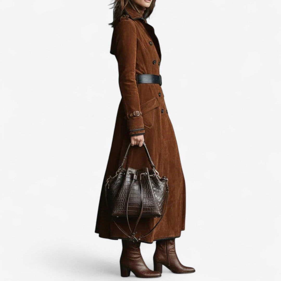 Elysira - Tailored Double-Breasted Long Coat