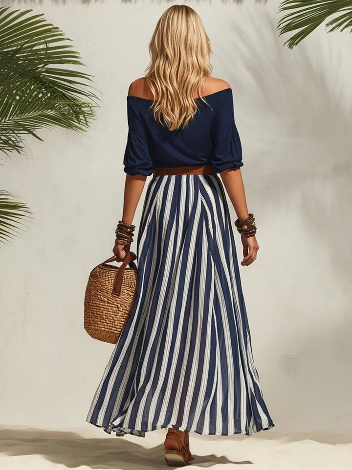 Delphia - Breezy Off-Shoulder Skirt Set