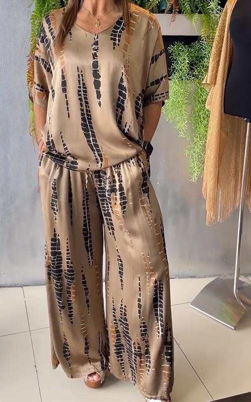 Kaemora - Soft-Touch Draped Two-Piece Set