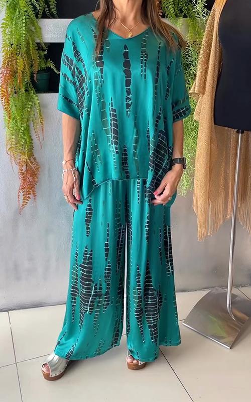 Kaemora - Soft-Touch Draped Two-Piece Set