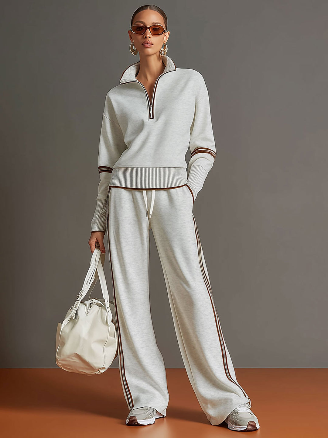 Ovia - Soft-Touch Wide-Leg Two-Piece Set