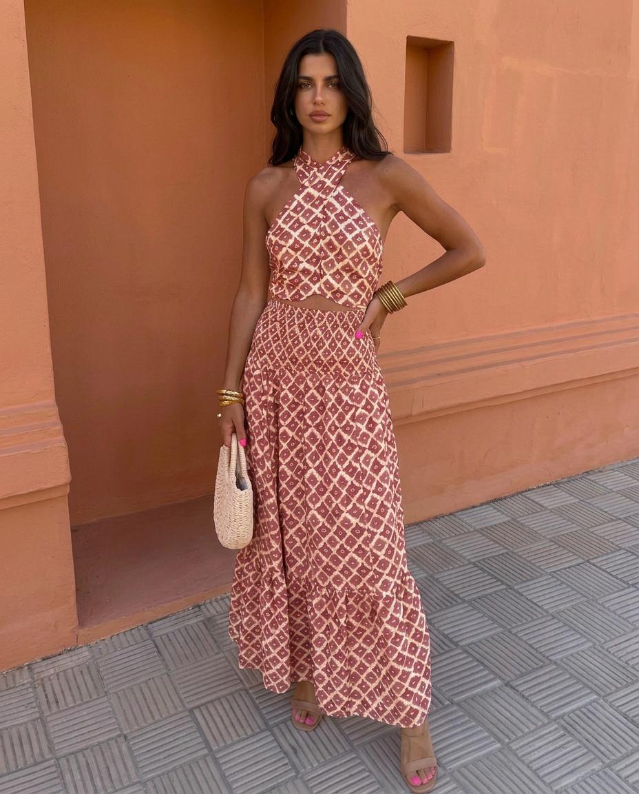 Quinley - Luxe Off-Shoulder Ruffle Two-Piece Set