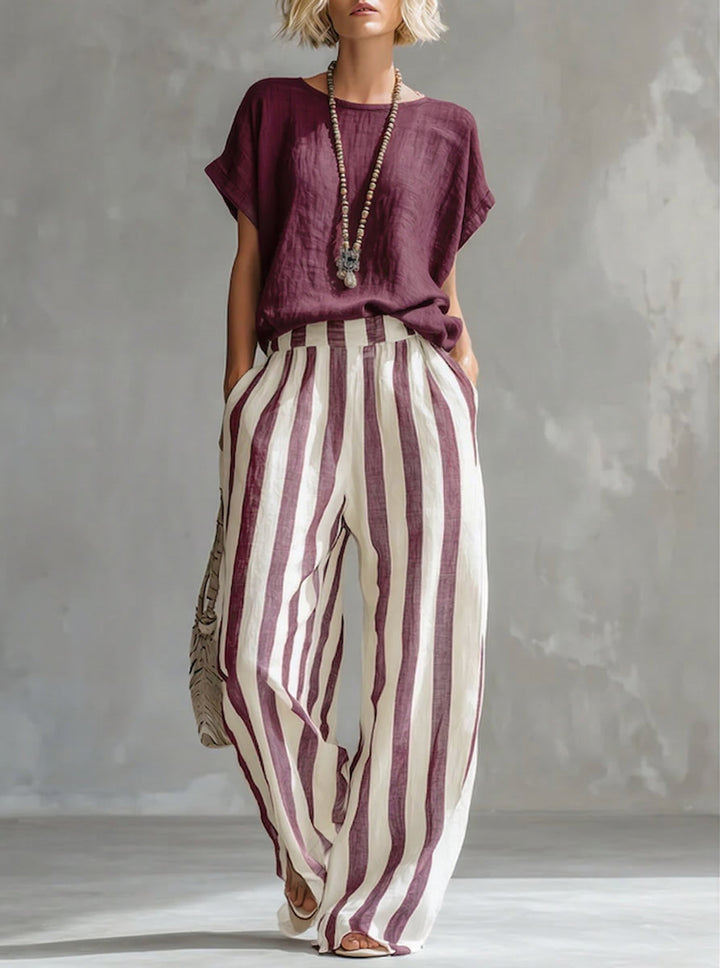 Eulalie - Textured Shirt & Shorts Set