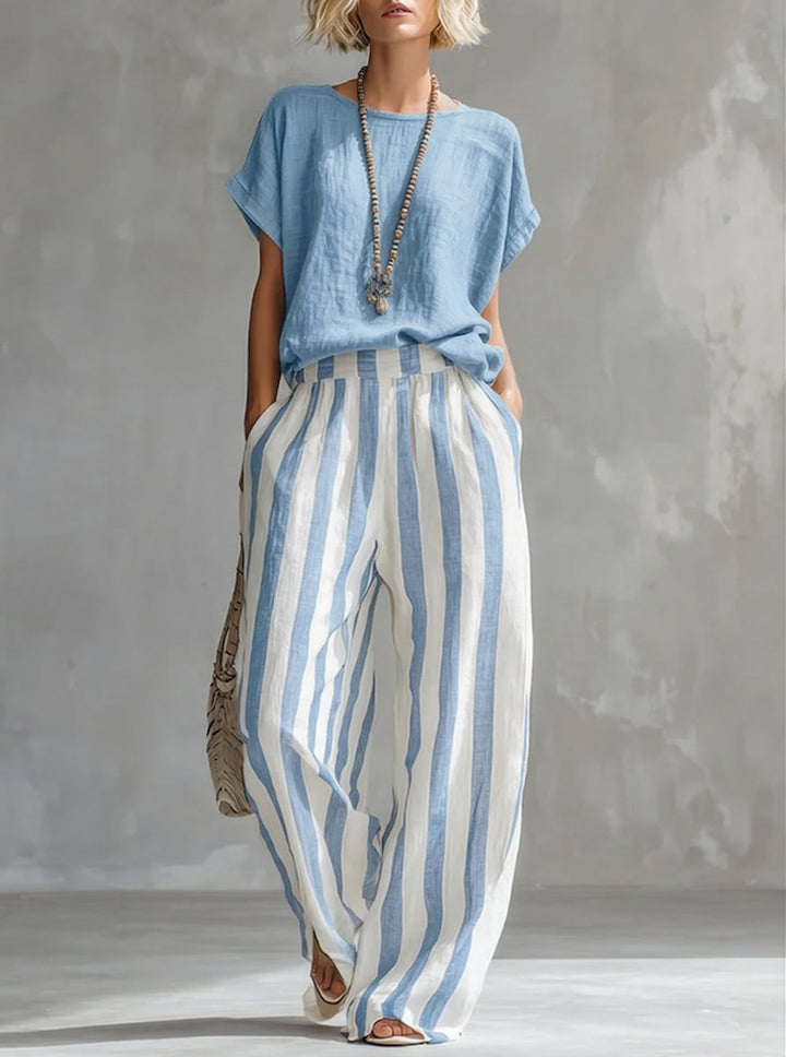 Eulalie - Textured Shirt & Shorts Set