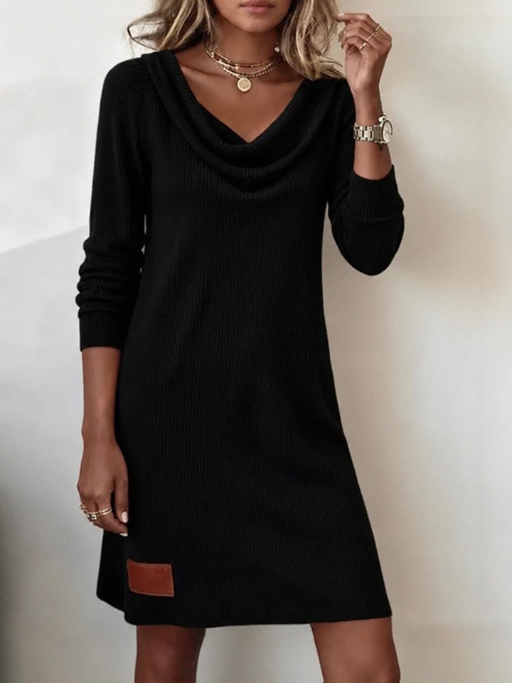 Avena - Ribbed Cowl Neck Dress