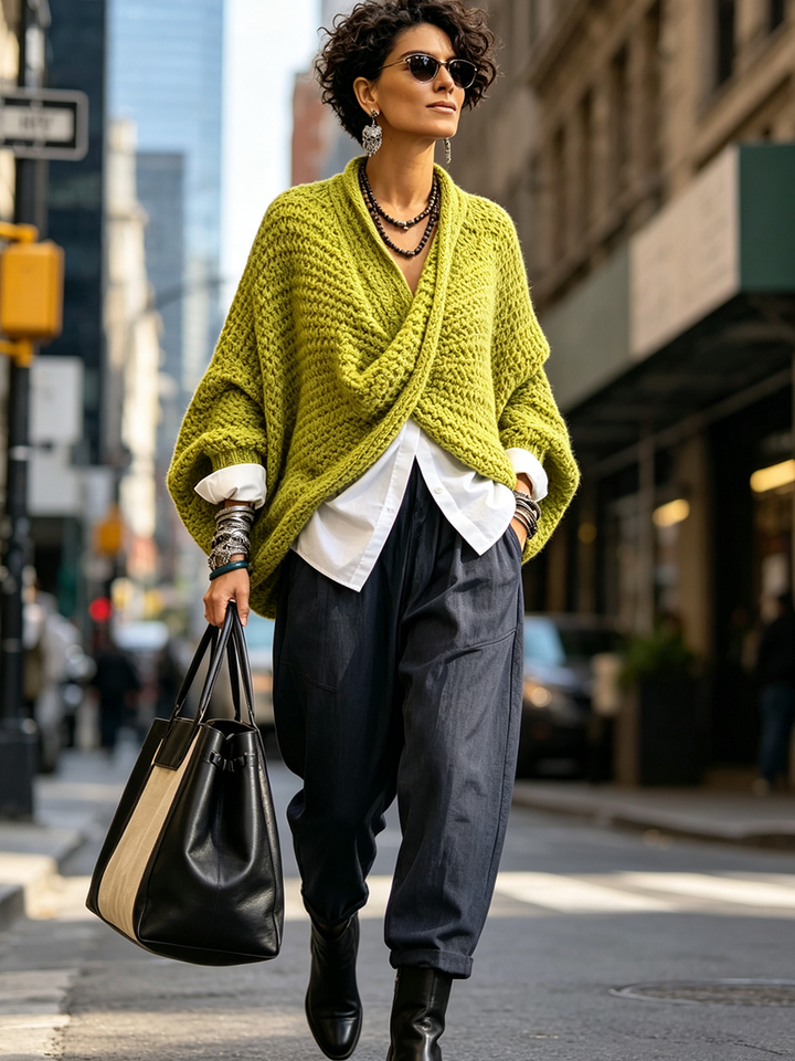 Orelle - Textured V-Neck Sweater