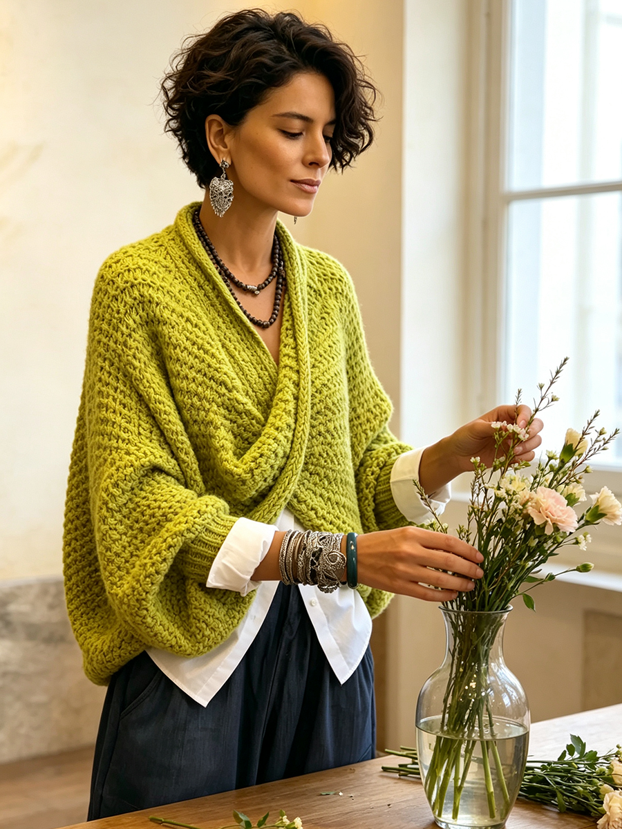 Orelle - Textured V-Neck Sweater