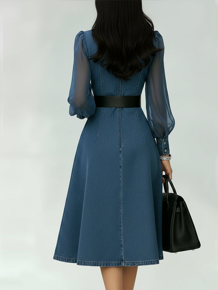 Olivia - Elegant Sheer-Sleeve Dress