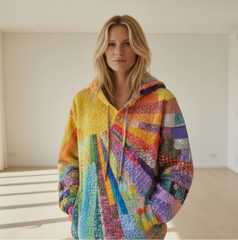 Sorienna - Soft-Touch Patchwork Hoodie