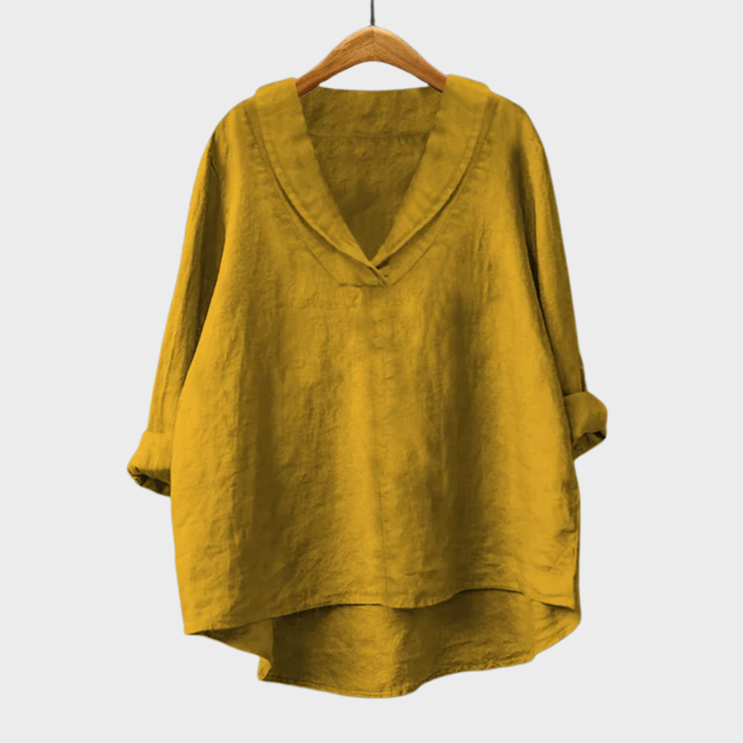 Bellissea - Elegant Draped V-Neck Blouse
