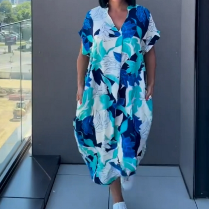 Yunae - Lightweight Printed V-Neck Dress