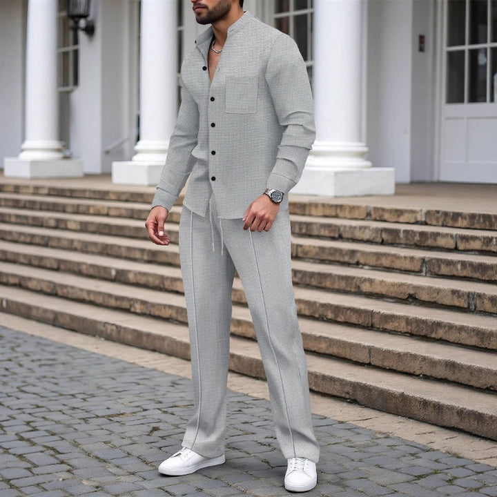 Blake - Textured Waffle Shirt & Trousers Set