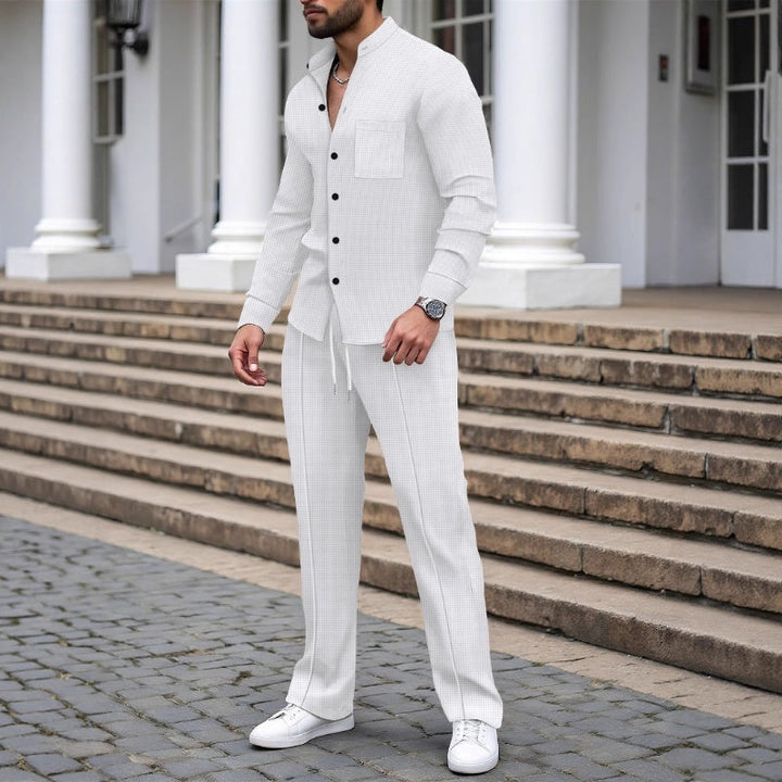 Ashton - Waffle-Textured Shirt & Trousers Set