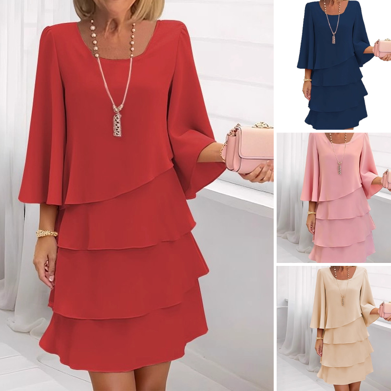 Nira - Soft-Touch Ruffle-Hem Dress
