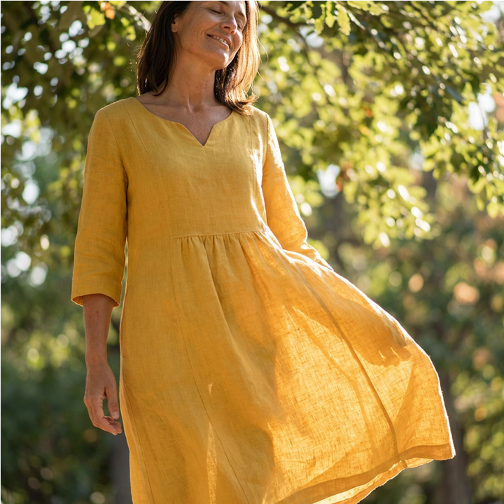 Avenille - Soft-Touch V-Neck Midi Dress