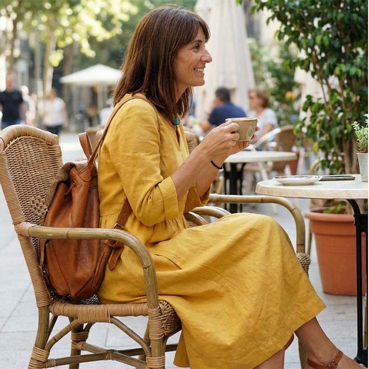 Avenille - Soft-Touch V-Neck Midi Dress