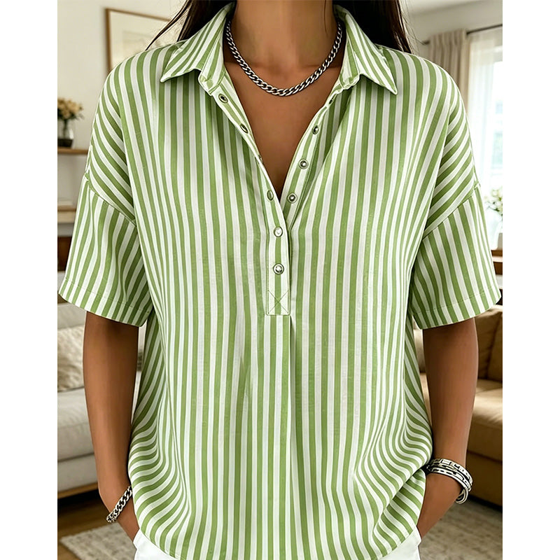 Alicia - Soft-Touch Striped V-Neck Top