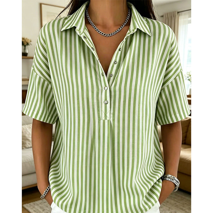 Alicia - Soft-Touch Striped V-Neck Top