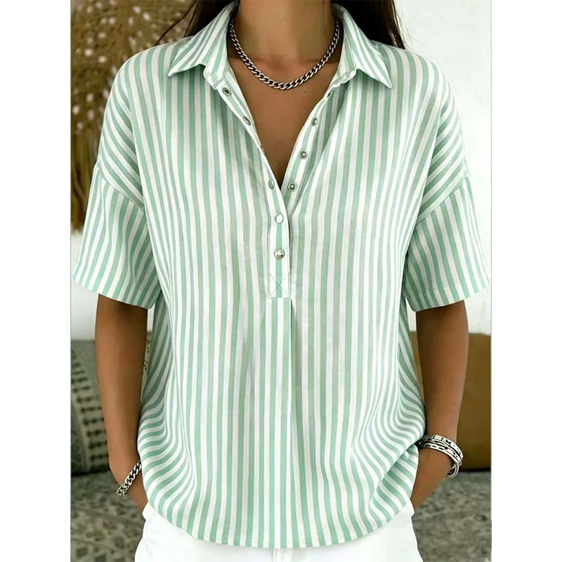 Alicia - Soft-Touch Striped V-Neck Top