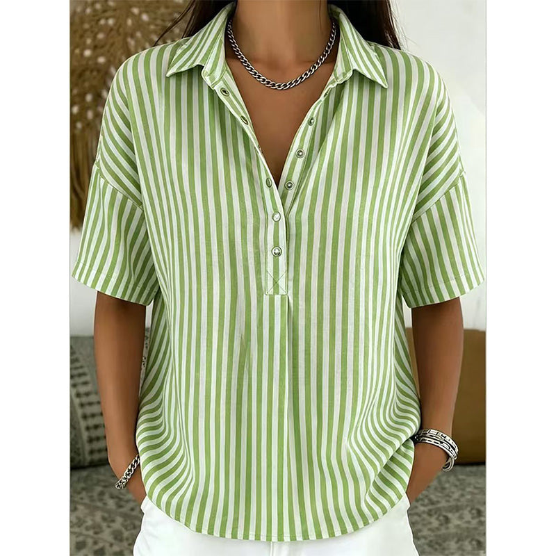 Alicia - Soft-Touch Striped V-Neck Top