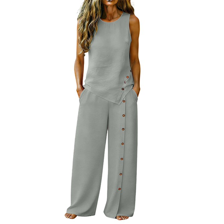 Amanda - Breathable Sleeveless Top & Wide-Leg Trousers Set