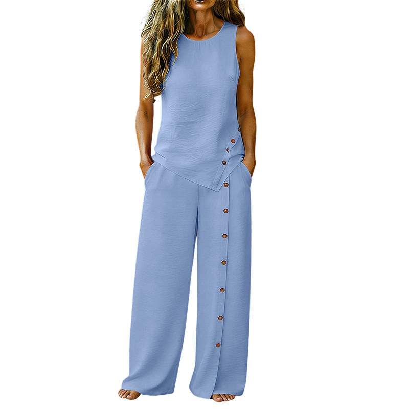 Amanda - Breathable Sleeveless Top & Wide-Leg Trousers Set