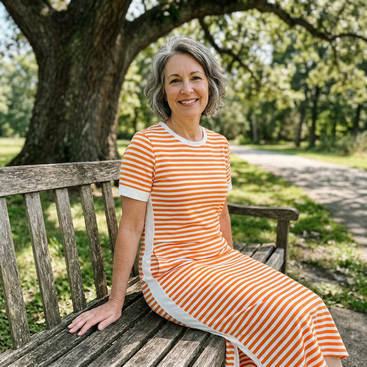 Reeva - Soft-Touch Striped Midi Dress