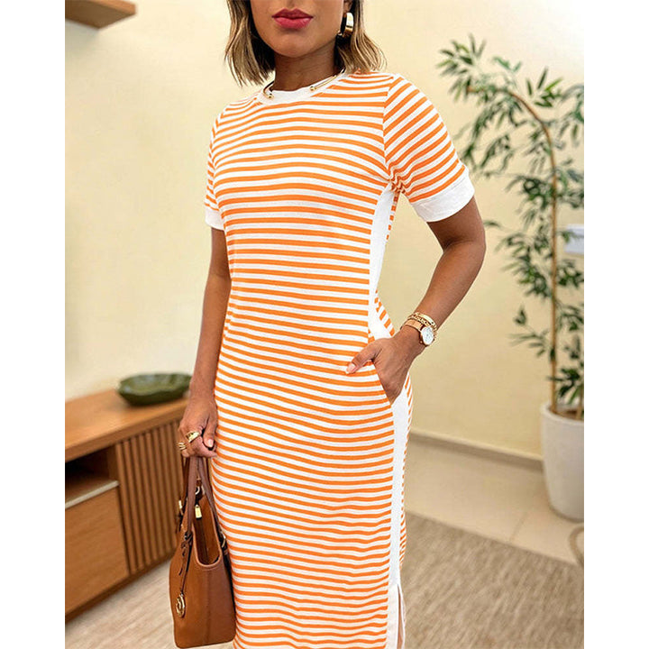 Reeva - Soft-Touch Striped Midi Dress
