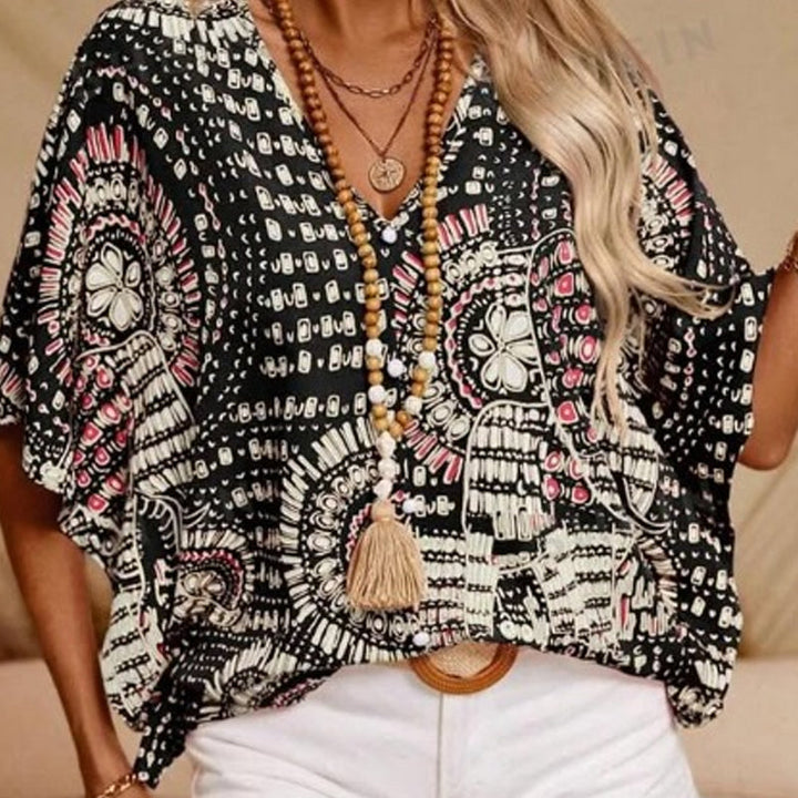 Noellise - Artistic Batwing Sleeve Blouse