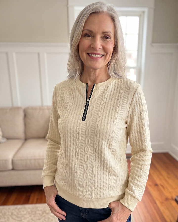 Darla - Textured Zip Sweater